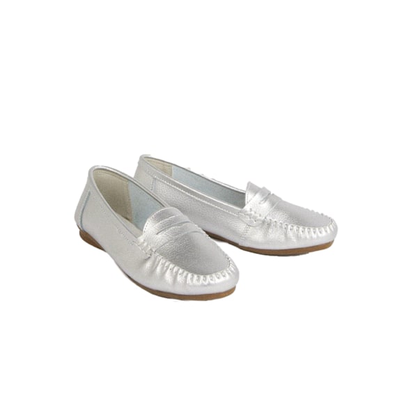 Good For The Sole Dam/Dam Nessa Läder Loafers 8 UK Silver Silver 8 UK