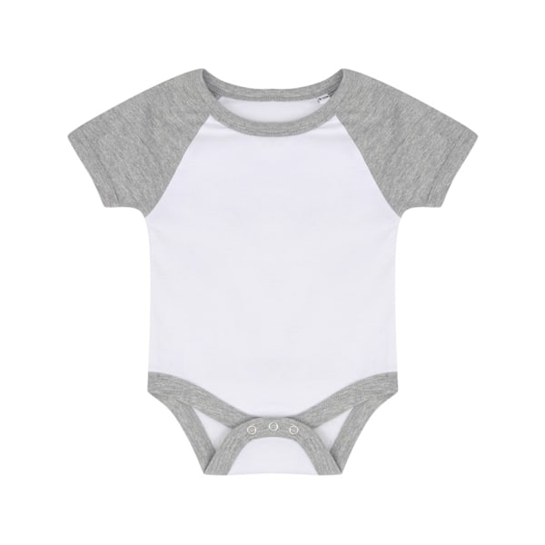 Larkwood Baby Boys/Girls Essential Short Sleeve Baseball Bodysuit White/Heather Grey 3-6 Months