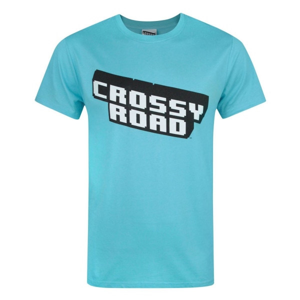 Crossy Road Herr Officiell Logotyp Kortärmad T-shirt Stor Vivi Vivid Blue Large
