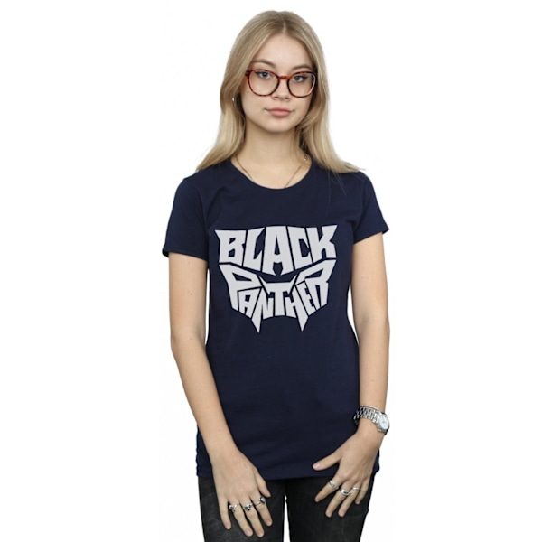 Marvel Womens/Ladies Black Panther Worded Emblem Bomull T-shirt Navy Blue S