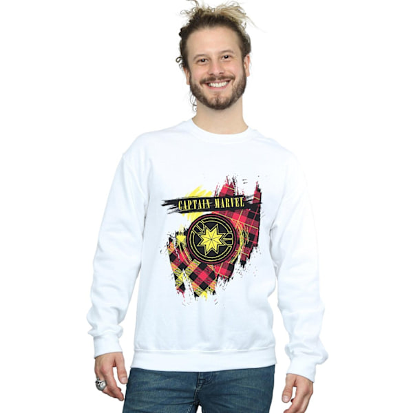 Marvel Herr Captain Marvel Tartan Patch Sweatshirt 3XL Vit White 3XL