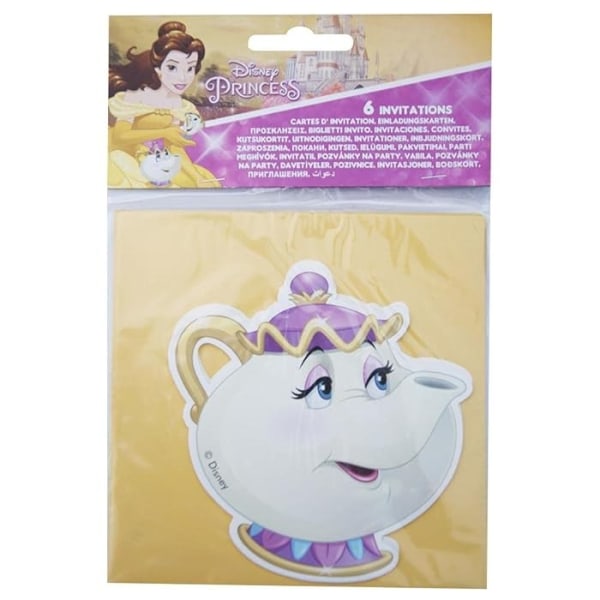 Beauty And The Beast Mrs Potts Inbjudningar (6-pack) One Size Yellow/White One Size