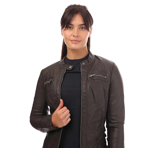 Only Dam/Kvinnor Bandit Faux Läder Bikerjacka 8 UK Choklad Chocolate 8 UK