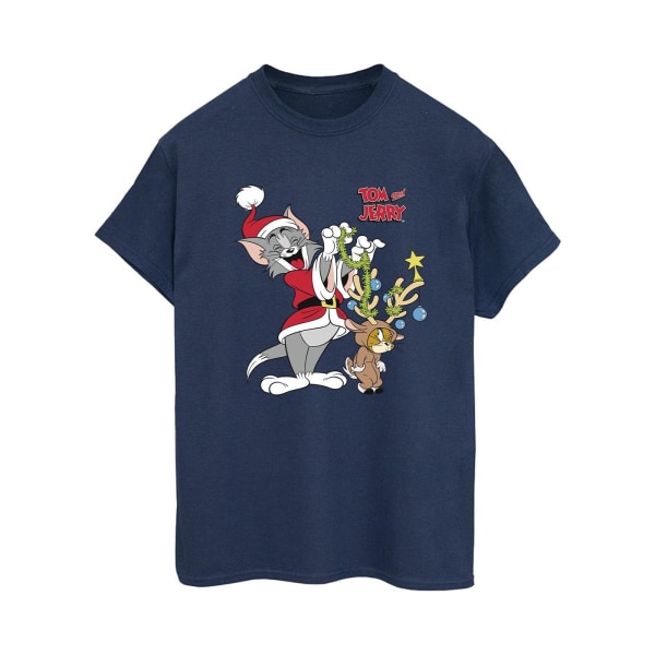 Tom & Jerry Dam/Damer Jul Ren T-shirt i Bomull för Pojkvän Navy Blue S