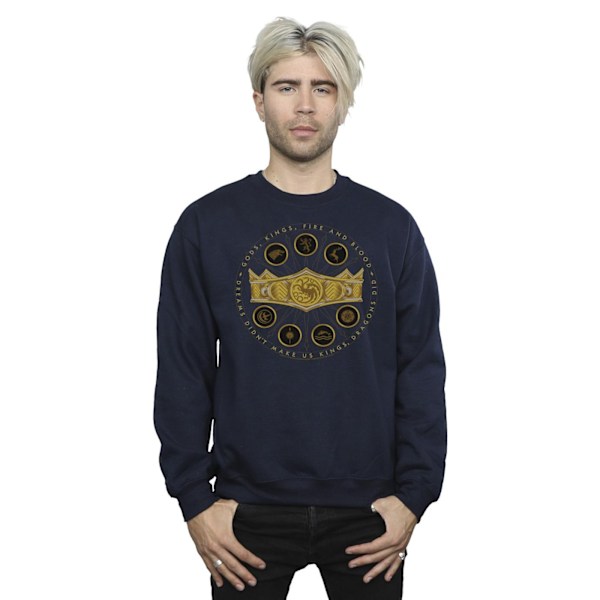 Game Of Thrones: House Of The Dragon Herr Gods Kings Fire And Blood Sweatshirt S Marinblå Navy Blue S