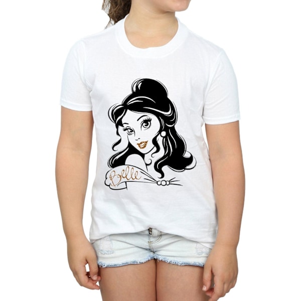 Beauty And The Beast Flickor Belle Sparkle T-Shirt 12-13 År Vit White 12-13 Years