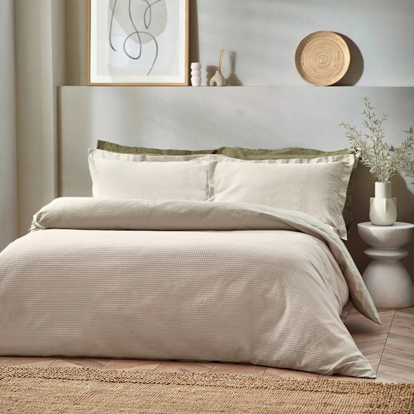 Yard Waffle Textured Påslakan Set Dubbel Linne Linen Double