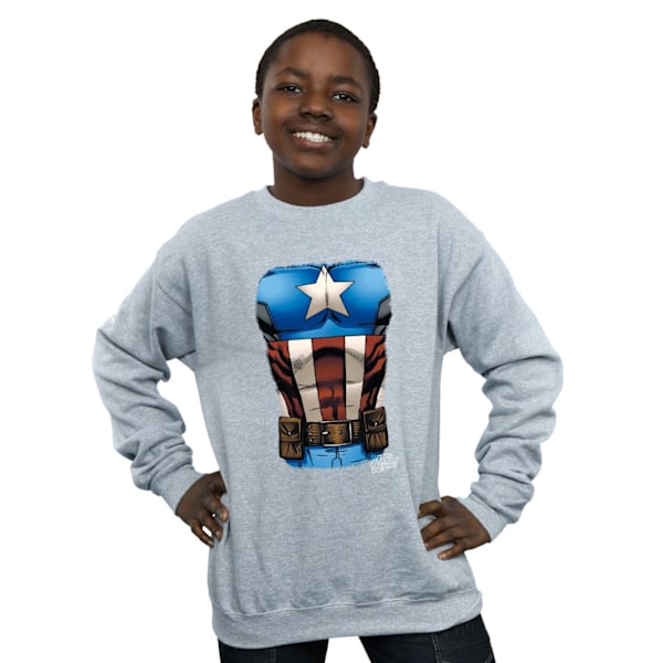 Marvel Boys Captain America Bröst Burst Sweatshirt 7-8 År Sports Grey Sports Grey 7-8 Years