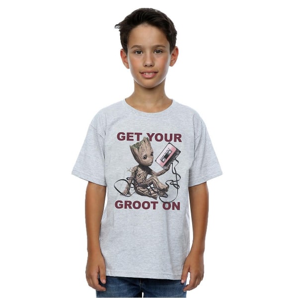 Guardians Of The Galaxy Boys Get Your Groot On Heather T-Shirt Grey 9-11 Years
