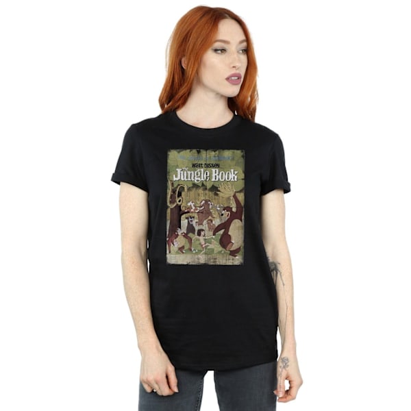 Jungle Book Dam/Damer Retro Poster Bomull Boyfriend T-Shirt Black XL