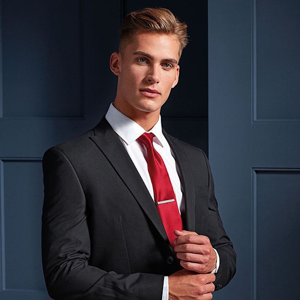 Premier Mens Plain Satin Tie (Narrow Blade) One Size Röd Red One Size