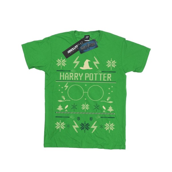 Harry Potter Boys Christmas Pattern T-Shirt 7-8 Years Irish Gre Irish Green 7-8 Years