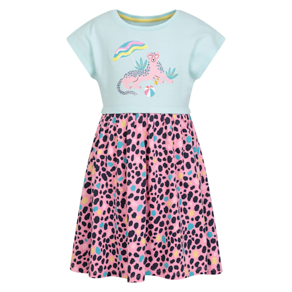 Mountain Warehouse Flickor Poppy Leopard Print Ekologisk Bomullsklänning Light Blue 7-8 Years