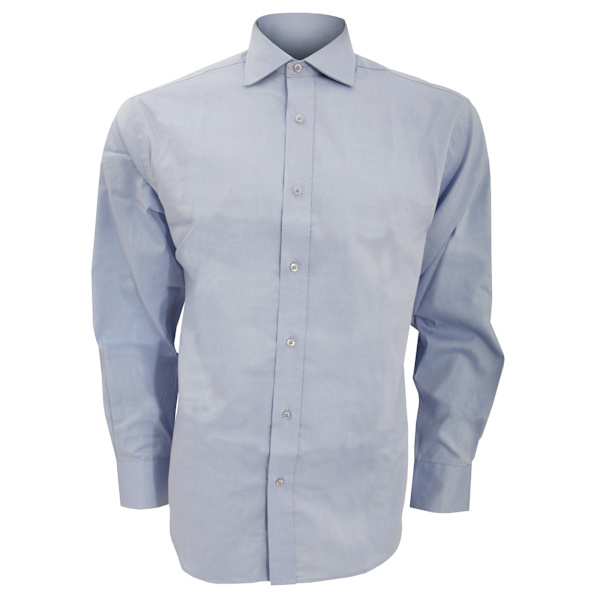 Kustom Kit Herr Superior Oxford Långärmad Skjorta 18.5 tum Ljusblå Light Blue 18.5inch