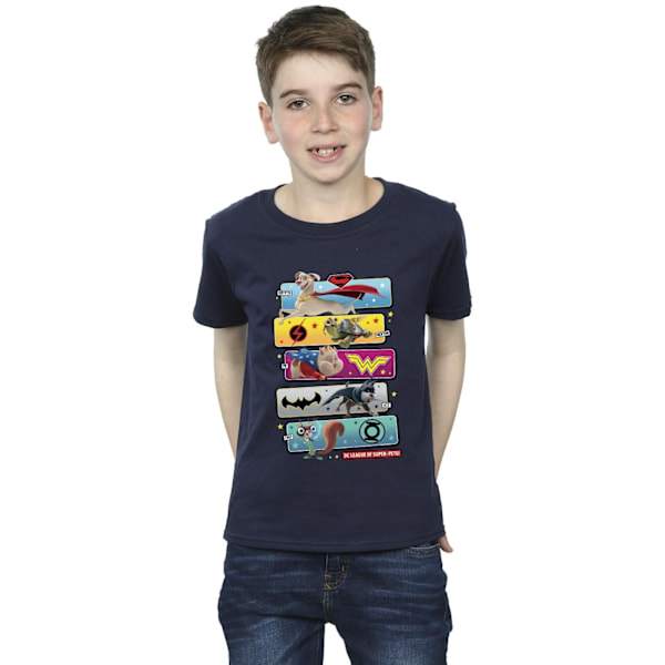 DC Comics Boys DC League Of Super-Pets Character Pose T-Shirt 1 Navy Blue 12-13 Years