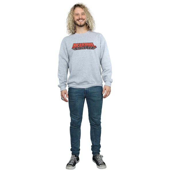 Marvel Herr Deadpool Text Logo Sweatshirt XXL Sports Grey Sports Grey XXL