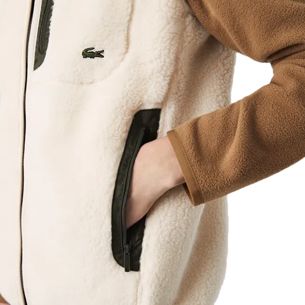 Lacoste Sherpa Fleece Väst för Män XL Cream Cream XL