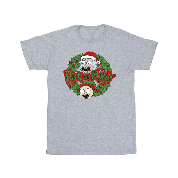 Rick And Morty Mens Christmas Wreath T-Shirt XL Sports Grey Sports Grey XL