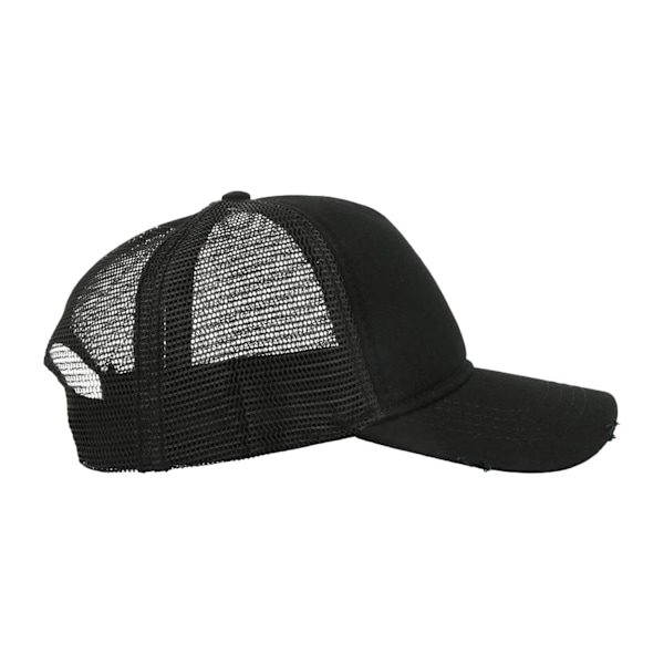 Atlantis Rapper Destroyed 5 Panel Weathered Trucker Cap (2-pack) Black/Black One Size