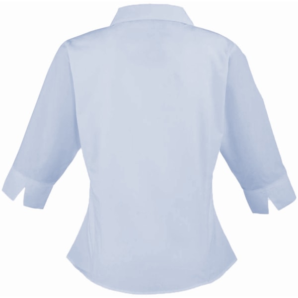 Premier 3/4-ärm blus i poplin / Enfärgad arbetsskjorta 24 Ljus Blå Light Blue 24