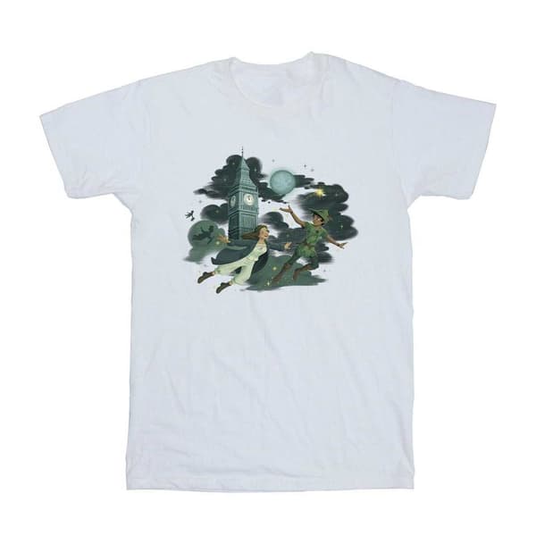 Peter Pan Pojkar Big Ben Moln Bomulls T-shirt 3-4 År Vit White 3-4 Years