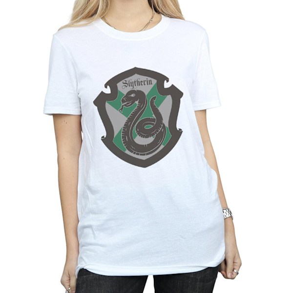 Harry Potter Dam/Kvinnor Slytherin Crest Flat Bomull Boyfrien White 3XL