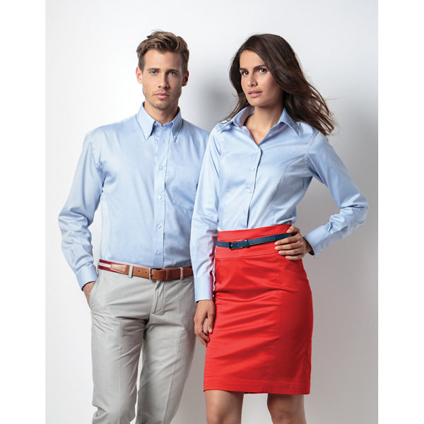 Kustom Kit Herr Långärmad Corporate Oxford Skjorta 19 tum Ljus Light Blue 19inch