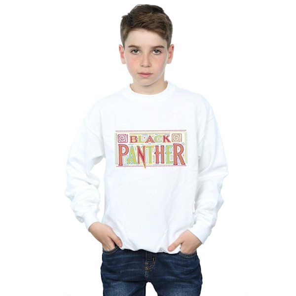 Marvel Boys Black Panther Tribal Logo Sweatshirt 5-6 år Vit White 5-6 Years