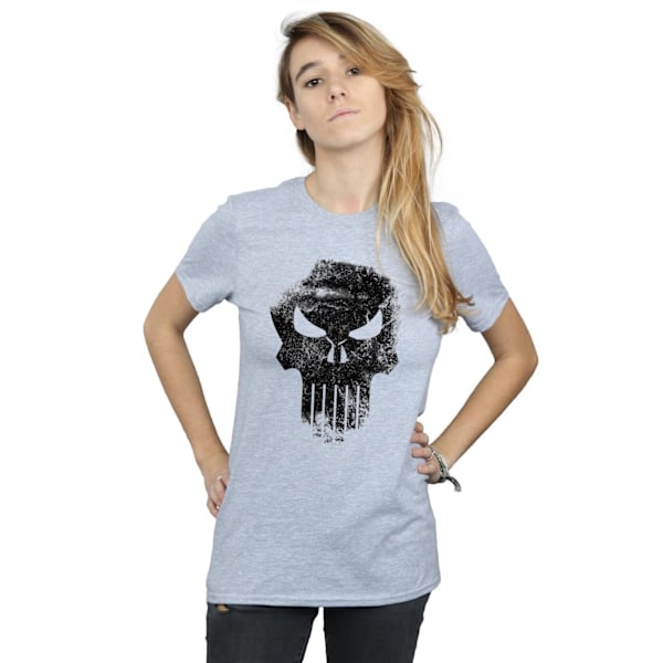 Marvel Dam/Damer The Punisher Distrressed Skull Bomull Boyfriend T-Shirt XL Sports Grey Sports Grey XL