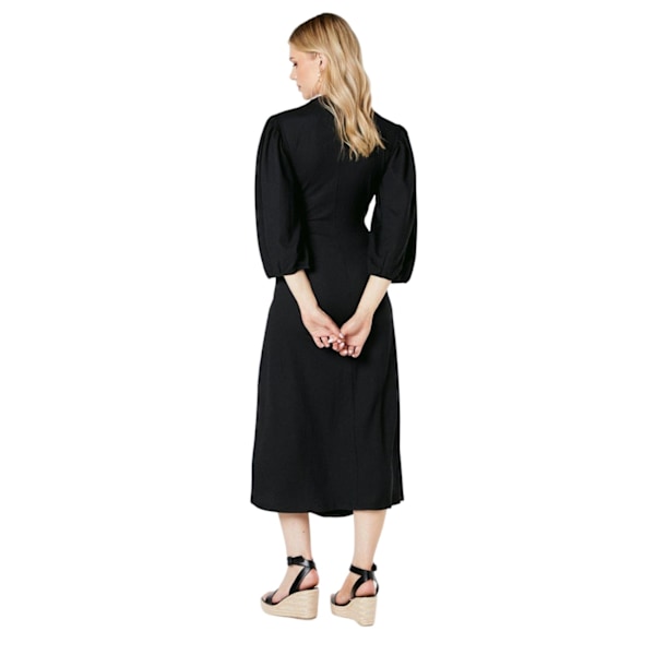 Principles Dam/Dam Ruched Jersey Textured Midi Klänning 10 U Black 10 UK