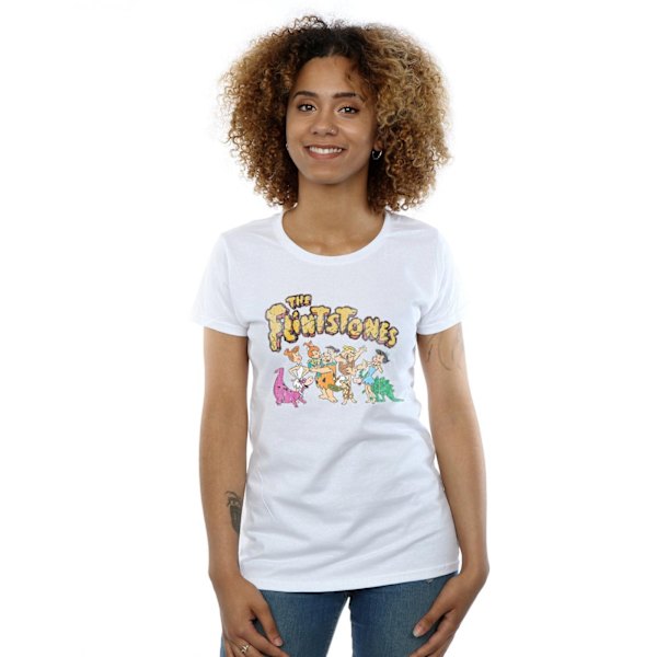 The Flintstones Dam/Kvinnor Grupp Distressed Bomull T-shirt M White M