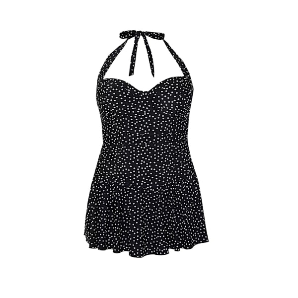 Underbar prickig kjolbaddräkt i ett stycke för damer/kvinnor 34DD Monochrome 34DD