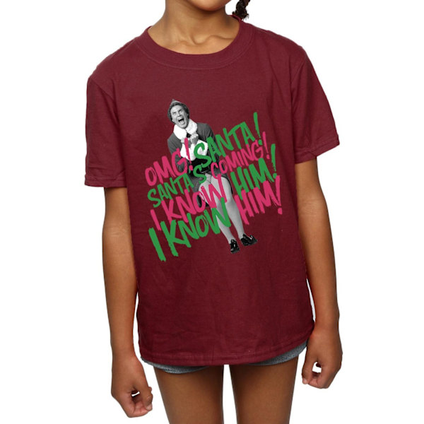 Elf Girls Santa´s Coming Bomull T-shirt 7-8 år Bourgogne Burgundy 7-8 Years