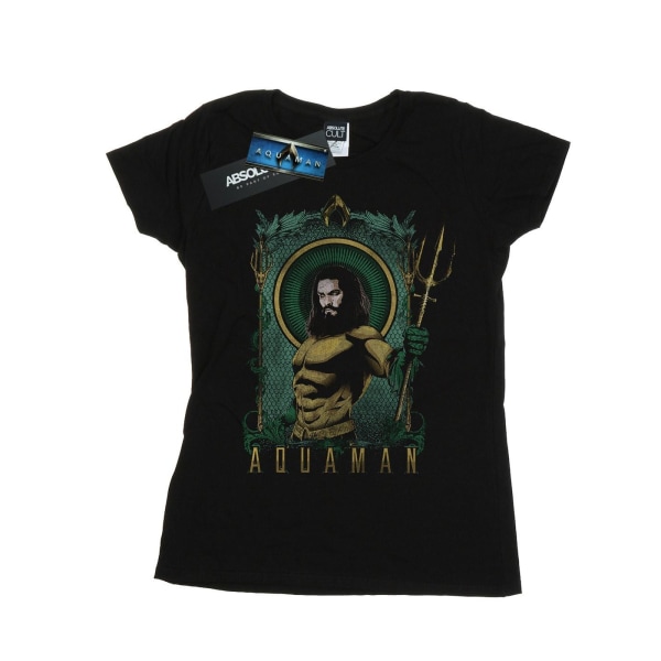 DC Comics Dam/Kvinnor Aquaman Inramad Trident Bomull T-shirt L Black L