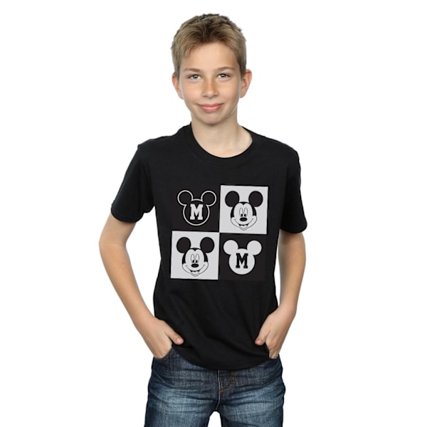 Disney Boys Mickey Mouse Smiling Squares T-Shirt 7-8 år Svart Black 7-8 Years