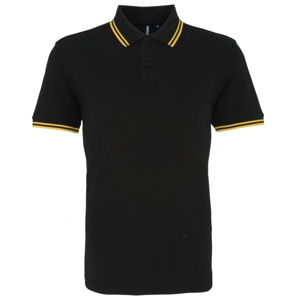 Asquith & Fox Mens Classic Fit Tipped Polo Shirt M Svart/Gul Black/Yellow M
