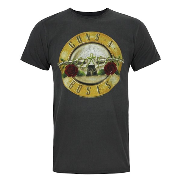 Amplified Official Mens Guns N Roses Foil Drum T-Shirt S Charco Charcoal/Gold S