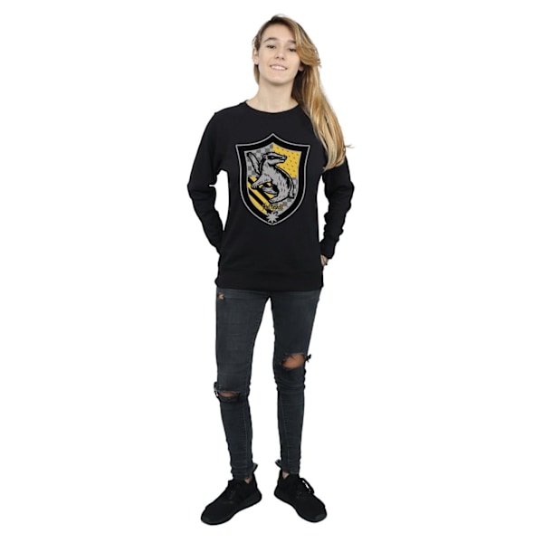 Harry Potter Dam/Damer Hufflepuff Crest Flat Sweatshirt XL Black XL