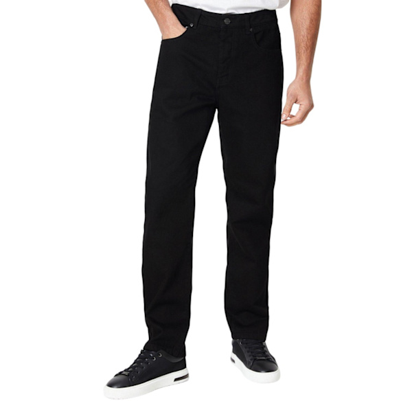 Maine Herr Plain Straight Jeans 44R Svart Black 44R