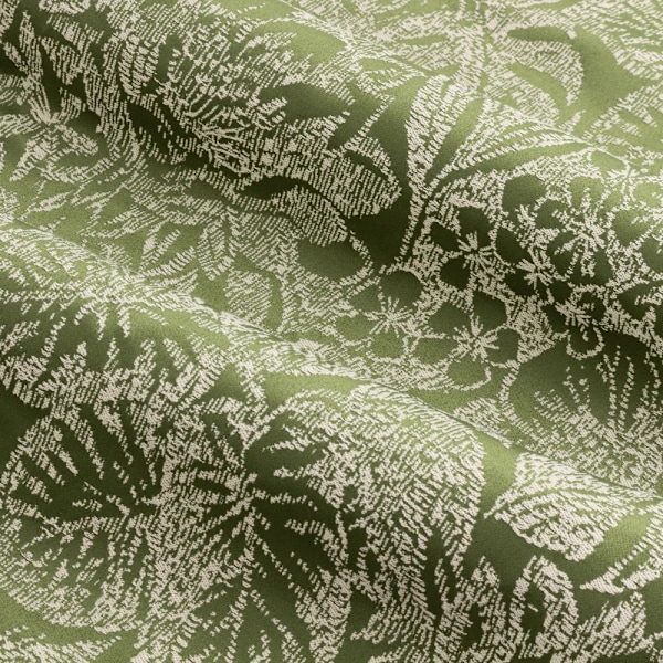 Wylder Bali Jacquard Botaniska Öglettgardiner 168cm x 183cm Oliv Olive 168cm x 183cm