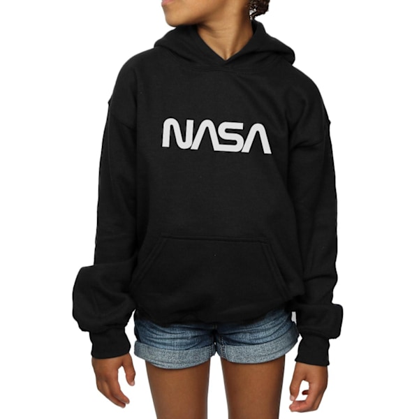 NASA Girls Modern Logo Hoodie 9-11 år Svart Black 9-11 Years