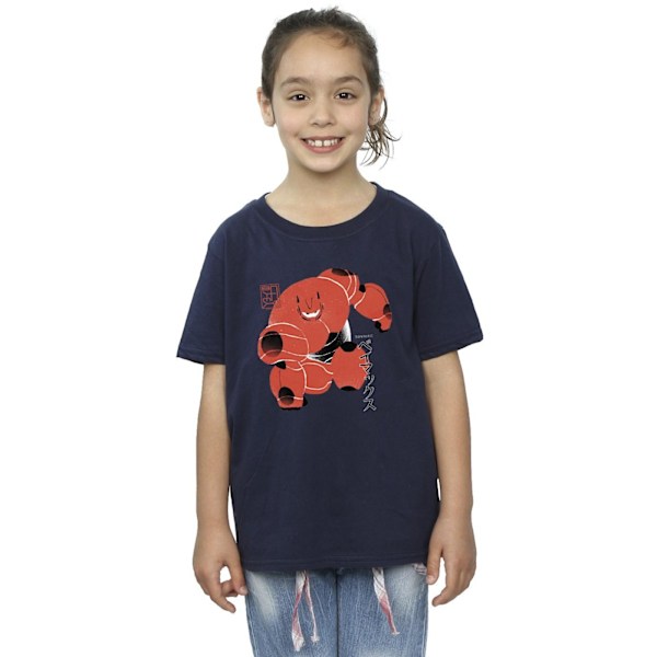 Disney Girls Big Hero 6 Baymax Suite Pose Bomull T-shirt 3-4 år Navy Blue 3-4 Years