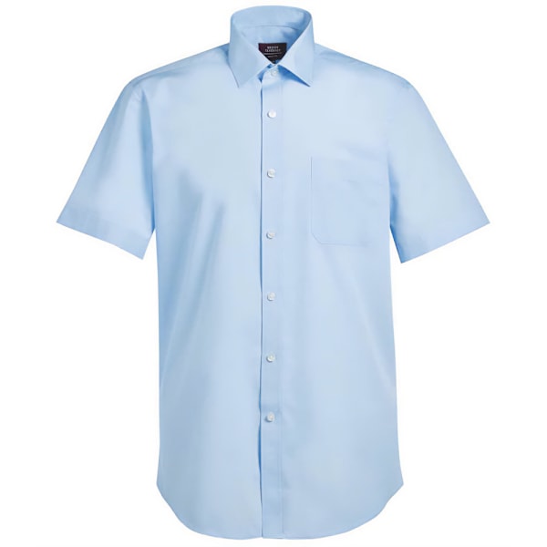 Brook Taverner Herr Rosello Poplin Kortärmad Skjorta 1 Blue 17.5in