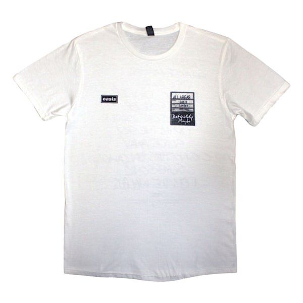 Oasis Unisex Vuxen Definitely Maybe AAA Setlist Tryck på Ryggen T-S White L