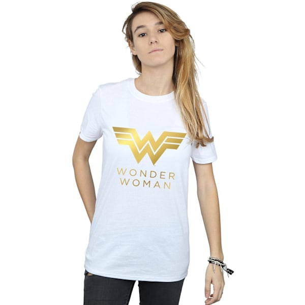 DC Comics Dam/Kvinnor Wonder Woman 84 Gyllene Logotyp Bomull Pojkvän White L