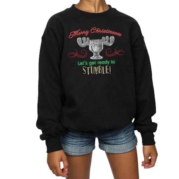 National Lampoon's Christmas Vacation Girls Moose Head Sweatshirt Black 12-13 Years