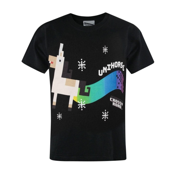 Crossy Road Official Boys Unihorse T-Shirt 9-10 Years Black Black 9-10 Years