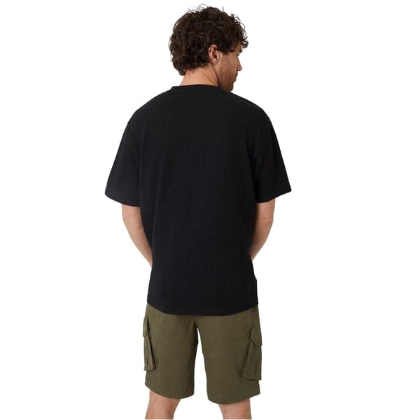 Threadbare Herr Enfärgad Ribbad Regular T-shirt M Svart Black M