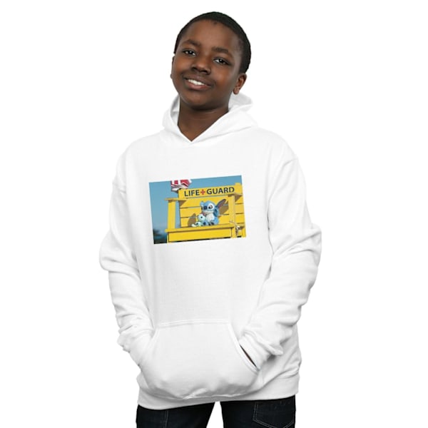 Disney Boys Lilo And Stitch Life Guard Hoodie 5-6 År Vit White 5-6 Years