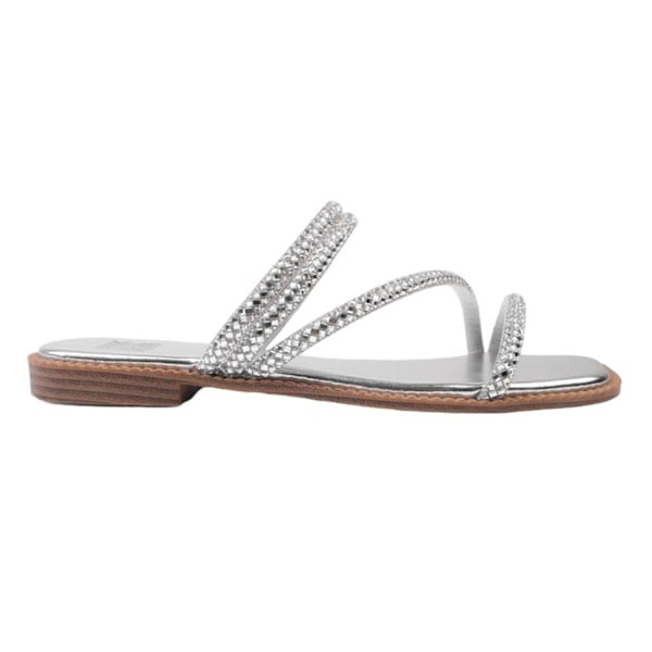 Var är det ifrån Dam/Damdröm Diamante Strappy Flat San Silver 7 UK